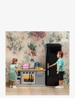 LUNDBY SPIS+KYLSKÅPSSET GRÅ - Tilbehør til dukkehuse
