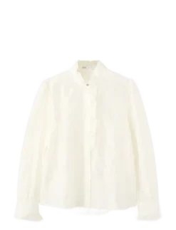 Lyocell blouse with floral embroidery - Langærmede bluser
