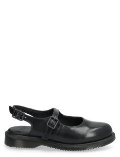 Madaline Black Polished Smooth - Flade slingbacks