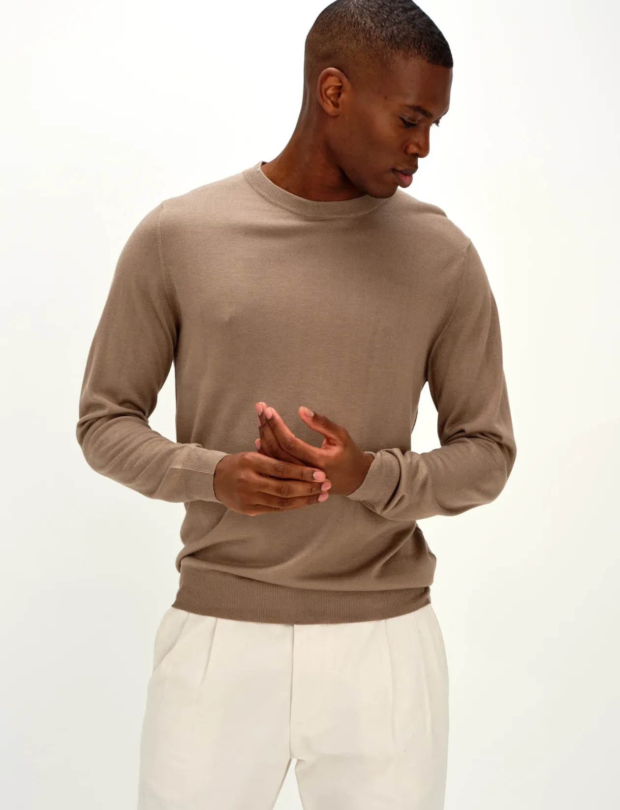 Man Fine Knit O-neck Sweater - Rund hals