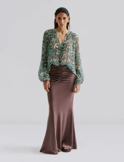 Mareva Silk Chiffon blouse - Langærmede bluser