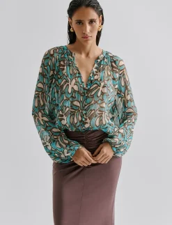 Mareva Silk Chiffon blouse - Langærmede bluser