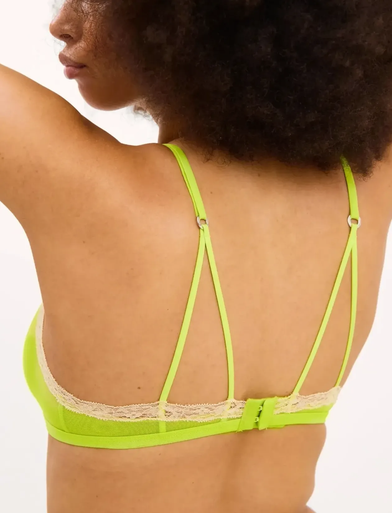Mesh Lace Trim Triangle Bralette - Bralette