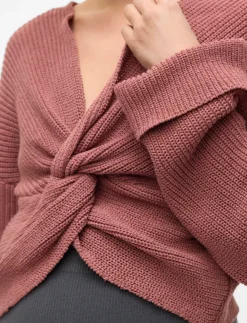 MLSVALA COT L/S CROP KNIT TOP - Crop tops