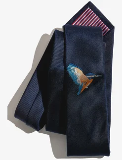 Navy Kingfisher Silk Tie - Slips