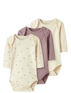 NBFBODY 3P LS HEART NOOS - Langærmede bodyer