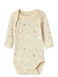 NBFBODY 3P LS SUMMR SAND RABBIT NOOS - Langærmede bodyer