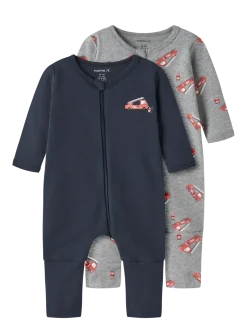 NBMNIGHTSUIT 2P ZIP FF FIRETRUCK NOOS - One-sie
