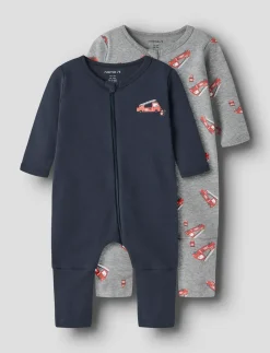 NBMNIGHTSUIT 2P ZIP FF FIRETRUCK NOOS - One-sie