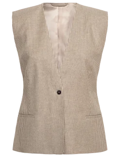 2ND Juell - Striped Linen Blend - Vatterede veste
