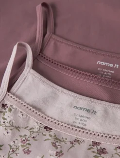 NKFSTRAP TOP 2P VIOLETFLOWER NOOS - Overdele