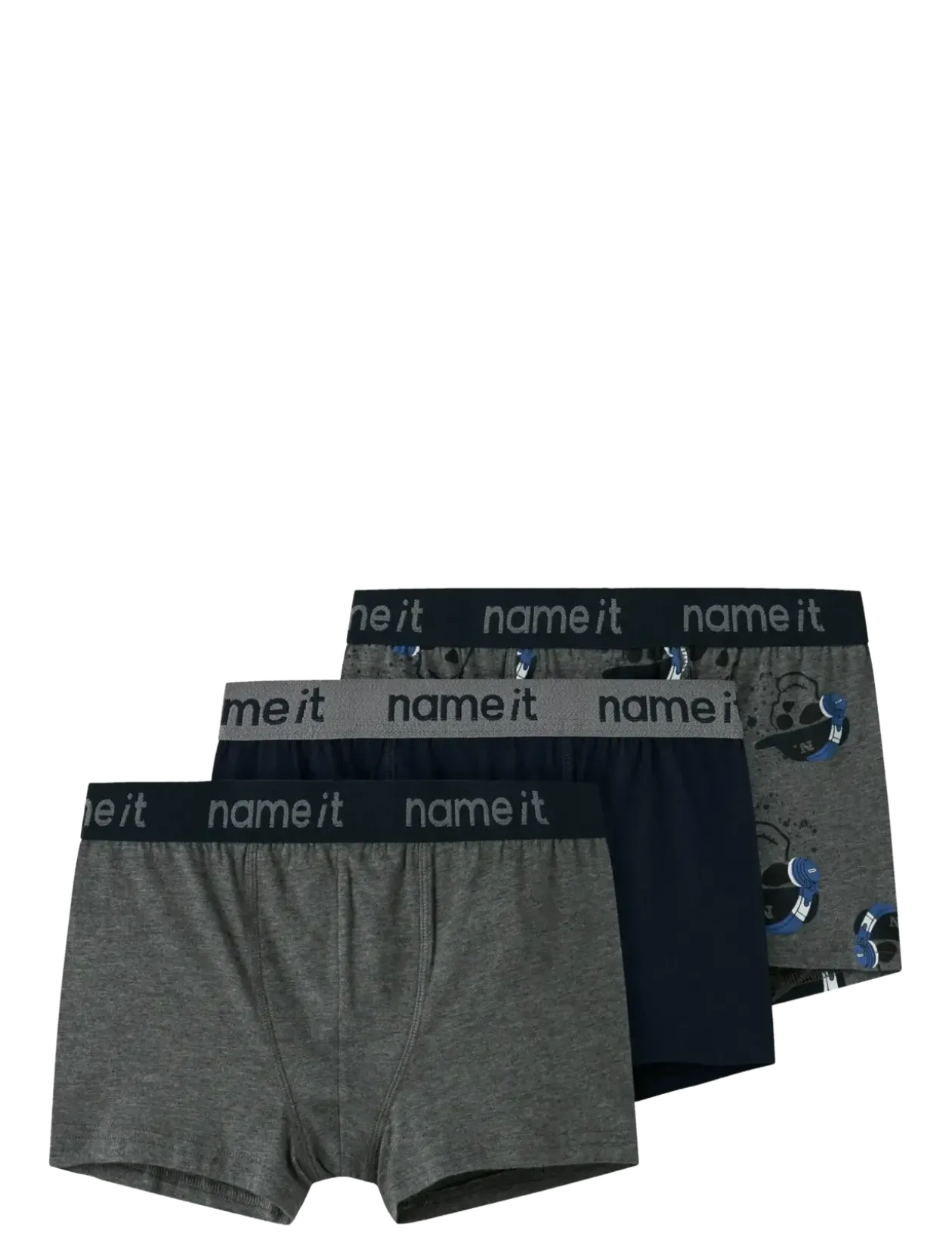 NKMBOXER 3P DARK GREY MEL SKULL NOOS - Underbukser