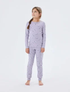 NMFNIGHTSET LAVENDER UNICORN RIB NOOS - Sæt
