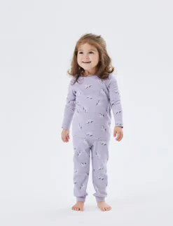 NMFNIGHTSET LAVENDER UNICORN RIB NOOS - Sæt