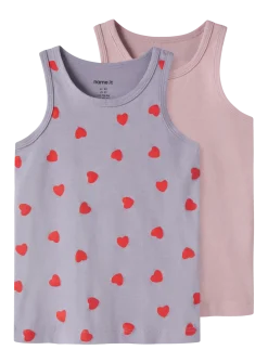 NMFTANK TOP 2P LAVENDER HEARTS NOOS - Ærmeløse