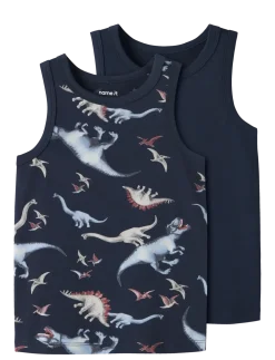 NMMTANK TOP 2P NAVY DINO NOOS - Ærmeløse