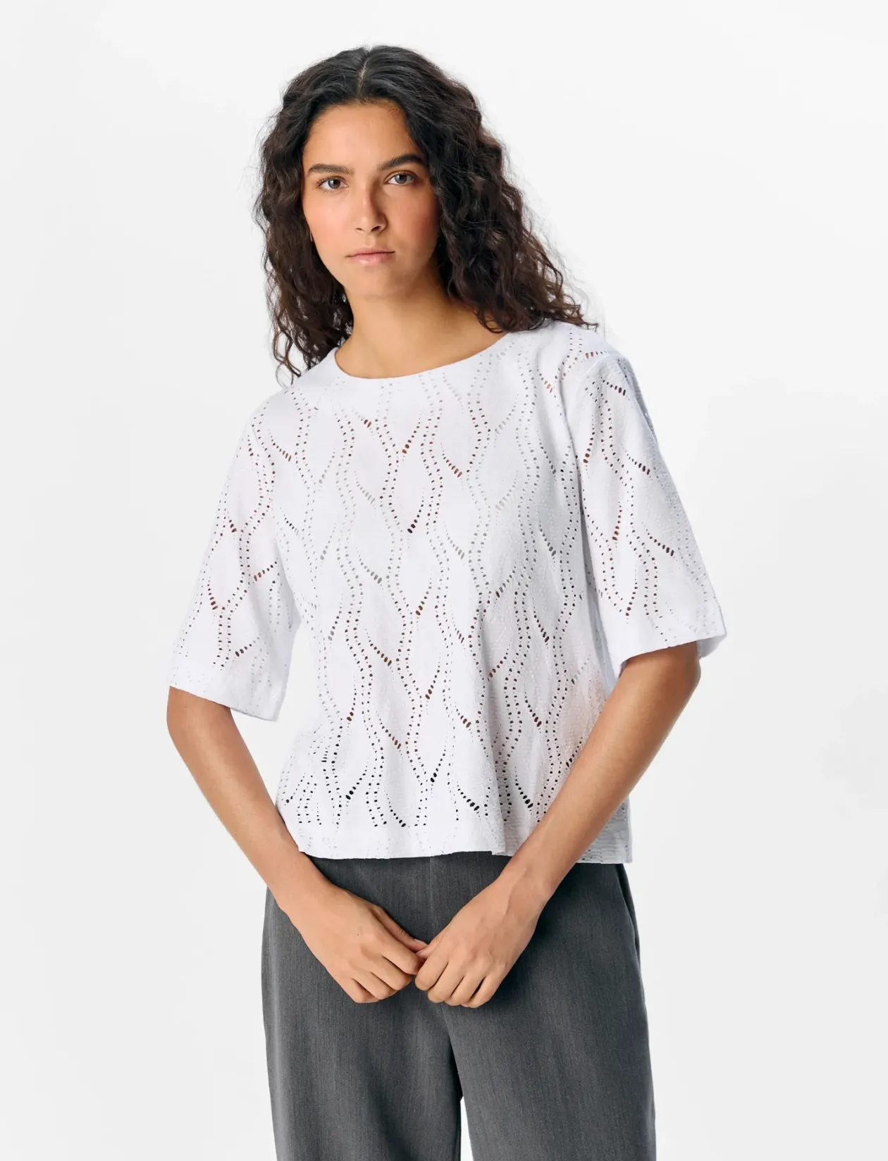 OBJAVA 2/4 LO O-NECK TOP NOOS - T-shirts