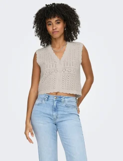 ONLIRINA V-NECK BUTTON VEST KNT NOOS - Strikveste
