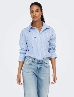 ONLOREGON ZEIDI LS BOW SHIRT NOOS WVN - Langærmede