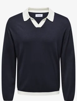 ONSADRIAN REG 12 LS CONTRAST POLO KNIT - Langærmede