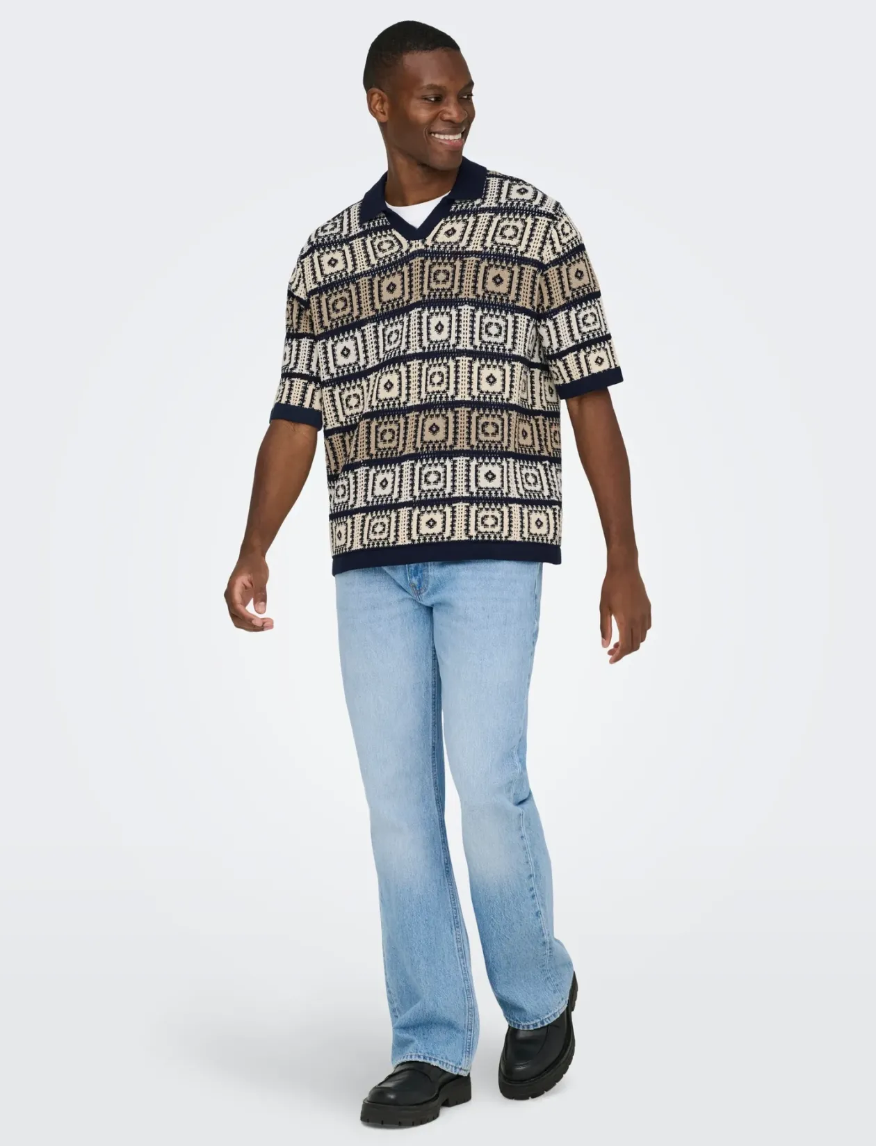 ONSBART LIFE RLX 5 SS RESORT KNIT - Kortærmede