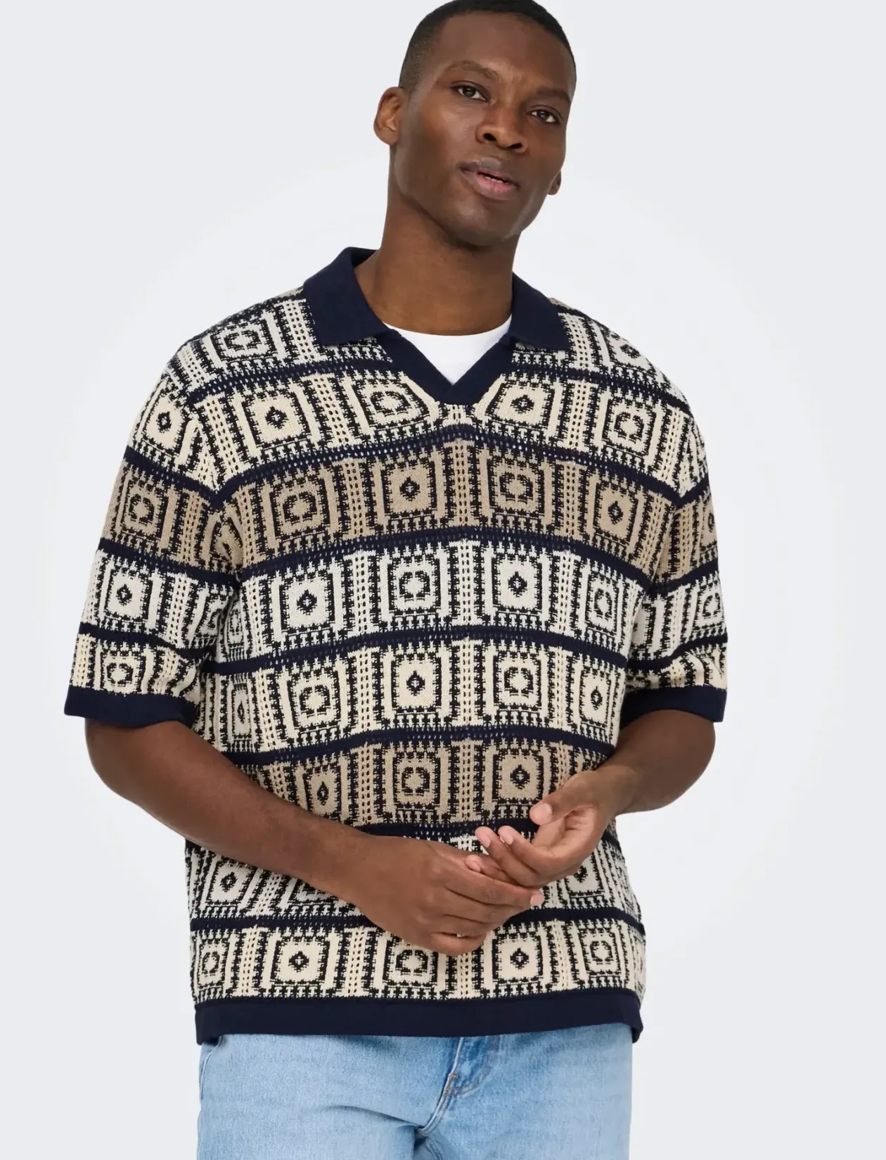ONSBART LIFE RLX 5 SS RESORT KNIT - Kortærmede
