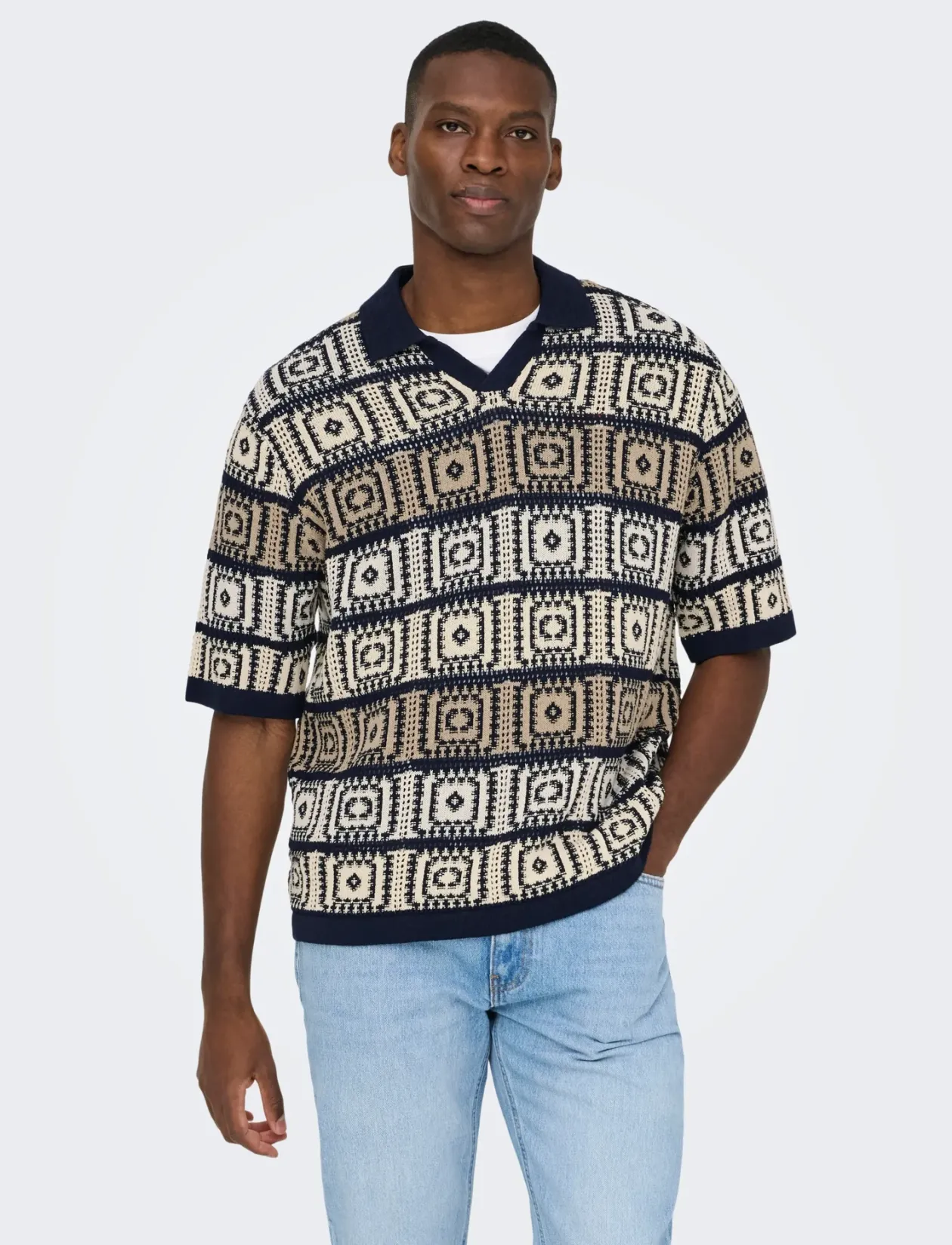ONSBART LIFE RLX 5 SS RESORT KNIT - Kortærmede