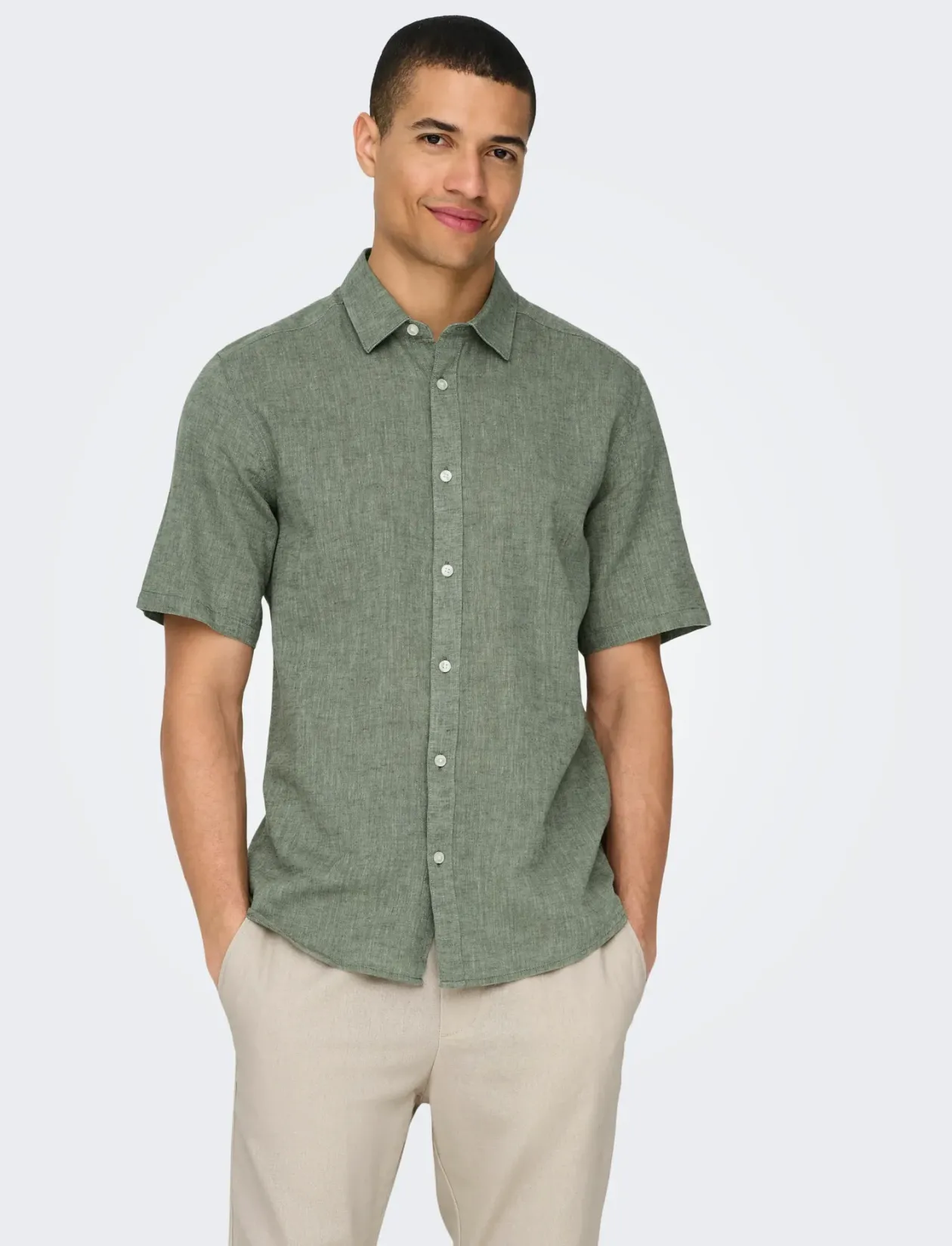 ONSCAIDEN LIFE SS SOLID LINEN BLEND NOOS - Hørskjorter