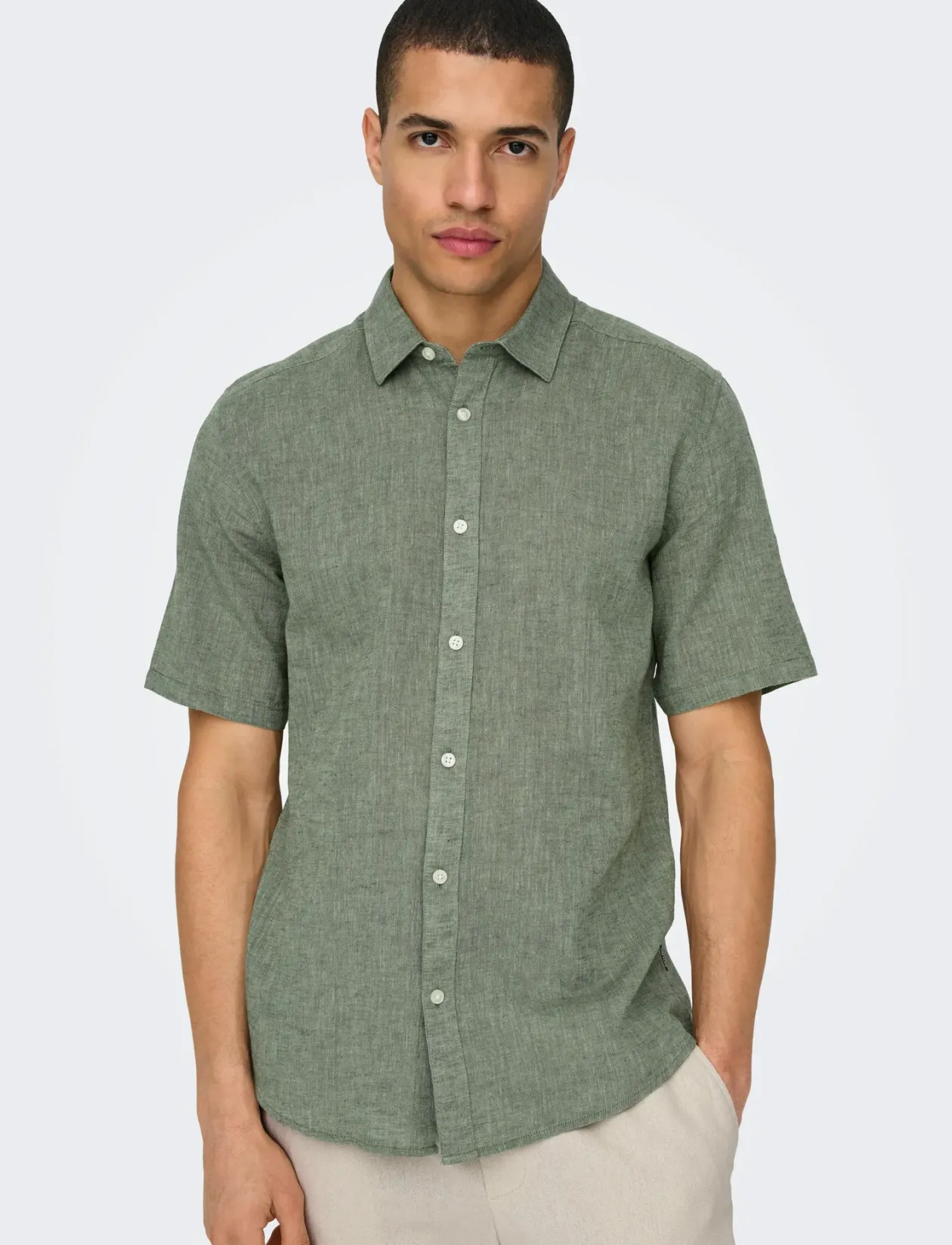 ONSCAIDEN LIFE SS SOLID LINEN BLEND NOOS - Hørskjorter