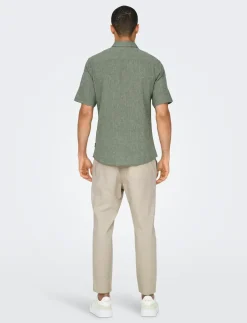 ONSCAIDEN LIFE SS SOLID LINEN BLEND NOOS - Hørskjorter