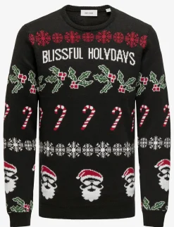 ONSXMAS REG 5 ALLOVER CREW KNIT - Rund hals