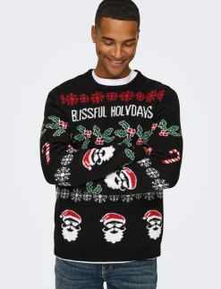 ONSXMAS REG 5 ALLOVER CREW KNIT - Rund hals