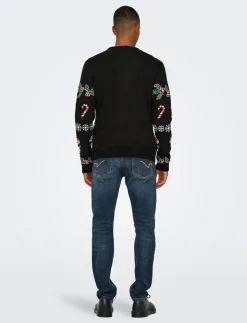 ONSXMAS REG 5 ALLOVER CREW KNIT - Rund hals