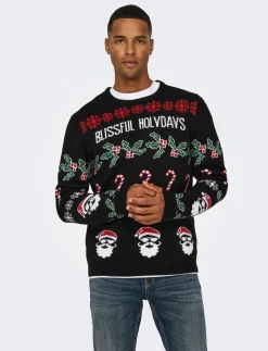ONSXMAS REG 5 ALLOVER CREW KNIT - Rund hals