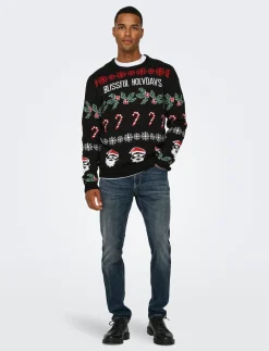 ONSXMAS REG 5 ALLOVER CREW KNIT - Rund hals