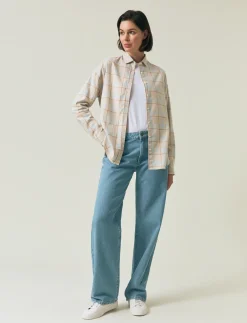 Oversized Organic Cotton Check Flannel Shirt - Langærmede