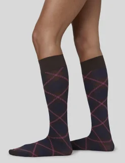 2-pack Franka Check & Solid Knee Highs - Strømper