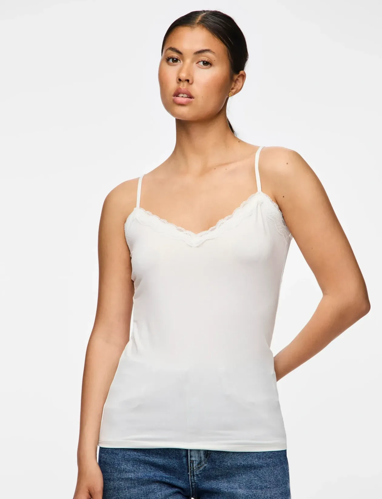 PCKATE LACE SINGLET JRS NOOS - Overdele