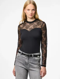 PCMILLY LS LACE BODYSTOCKING NOOS - Bodies & slips