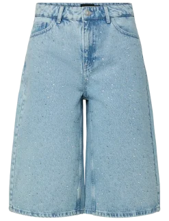PCNOEL MW DENIM JORTS D2D PP - Denim shorts