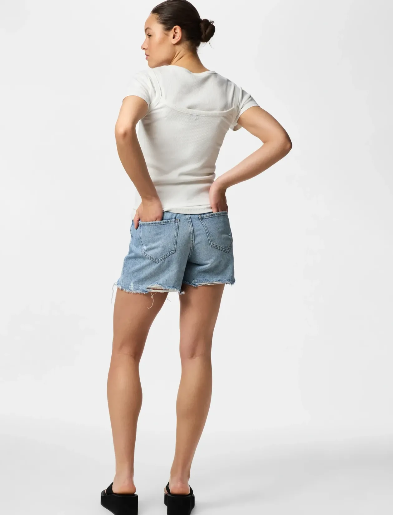 PCSUMMER HW DEST LB SHORTS NOOS - Denim shorts