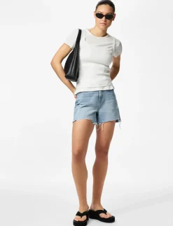 PCSUMMER HW DEST LB SHORTS NOOS - Denim shorts