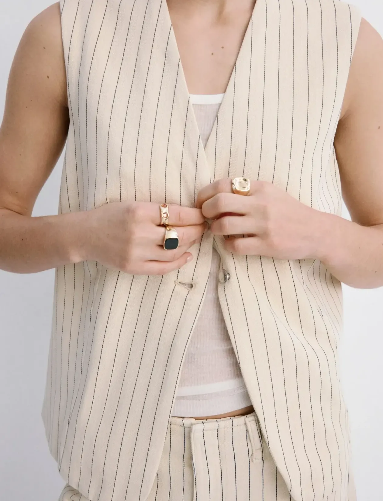 Pinstriped suit waistcoat - Ærmeløse bluser