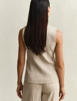 PINSTRIPE LINEN BLEND VEST - Blazere