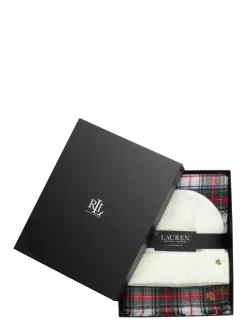 Plaid Wrap Scarf & Knit Beanie Set - Tynde tørklæder