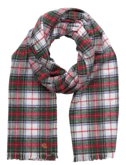 Plaid Wrap Scarf & Knit Beanie Set - Tynde tørklæder