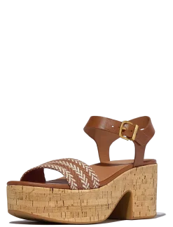 PLATFFORMS V-WEAVE/LEATHER HEELED A/STRAP SANDALS - Platformsandaler