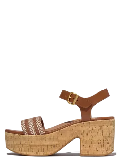 PLATFFORMS V-WEAVE/LEATHER HEELED A/STRAP SANDALS - Platformsandaler