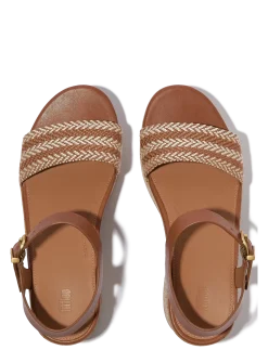 PLATFFORMS V-WEAVE/LEATHER HEELED A/STRAP SANDALS - Platformsandaler