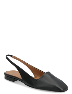 Plesio Black Nappa - Flade slingbacks
